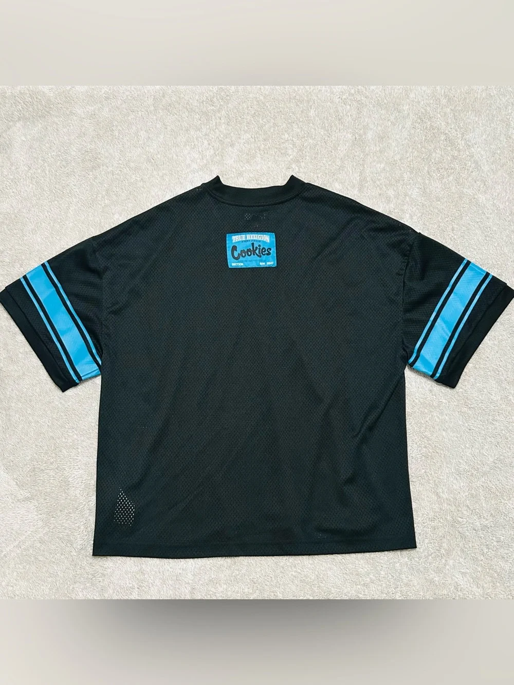 True Religion x Cookies Mesh Jersey Tee Men’s Small Black Blue Streetwear